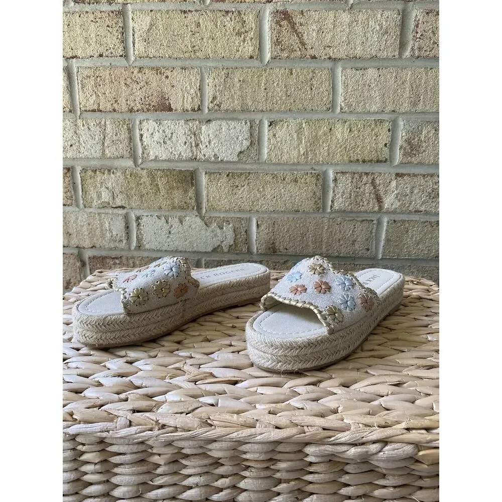Jack Rogers Palmer Platform Wedge Espadrille Weave Sandal Slip On Metallic 5.5